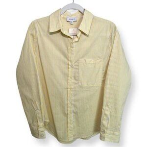 Evereve NWT Light Yellow Striped Ciara Collared Button-Down Small